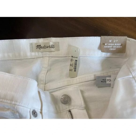 NWT Madewell Off White High Riser Skinny Crop size 27 Distressed Raw Hem - Picture 6 of 9